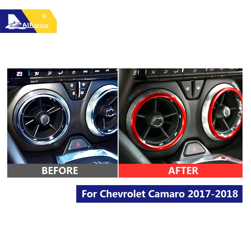 4 шт. Кольца для Chevrolet Camaro 2016 2017 2018 2019 2020 Аксессуары из алюминиевого сплава, наклейка на вентиляционное отверстие для розетки переменного тока, интерьер Изображение 5
