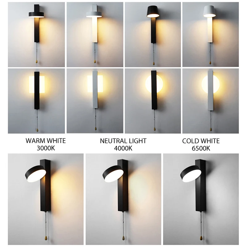 Светодиодный креативный настенный светильник, Вращающийся светильник со встроенным выключателем, Прикроватные настенные светильники, украшение для коридора, гостиной, lampara Изображение 2