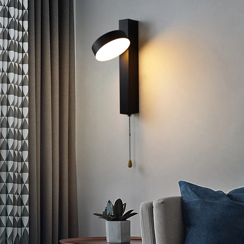 Светодиодный креативный настенный светильник, Вращающийся светильник со встроенным выключателем, Прикроватные настенные светильники, украшение для коридора, гостиной, lampara Изображение 4