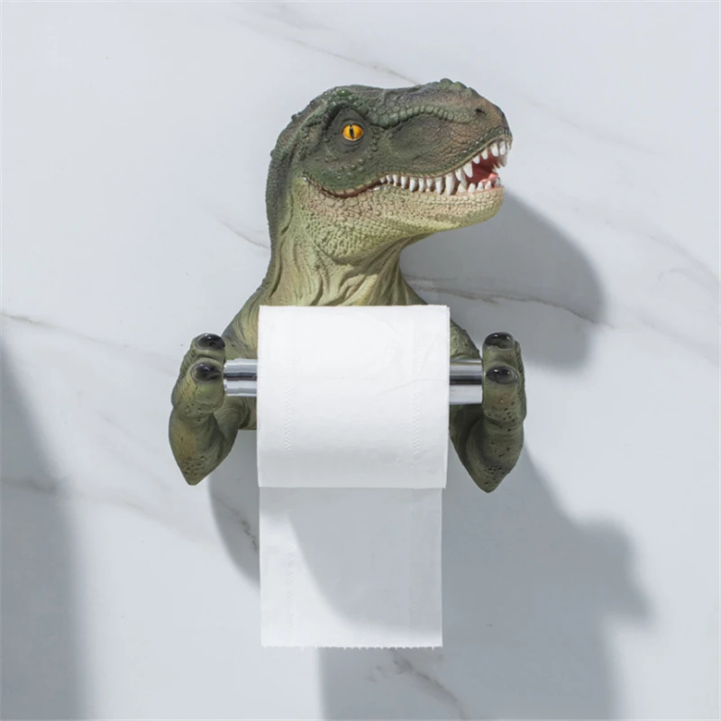 Коробка для салфеток с динозавром из смолы, Водонепроницаемый держатель для полотенец, Современный держатель для бумажных полотенец, Аксессуар для ванной комнаты без перфорации Изображение 0