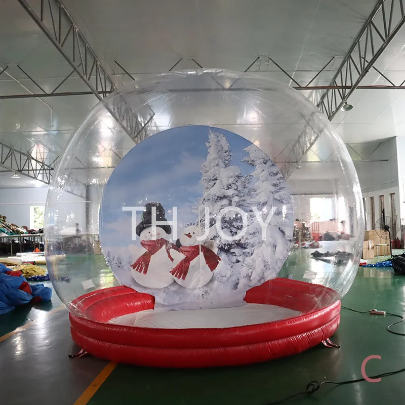 бесплатная воздушная доставка до двери! фотосъемка прозрачной надувной купольной палатки-пузыря, надувной снежный шар длиной 5 м со светом Изображение 0
