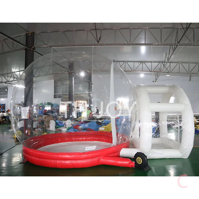 бесплатная воздушная доставка до двери! фотосъемка прозрачной надувной купольной палатки-пузыря, надувной снежный шар длиной 5 м со светом Изображение 1