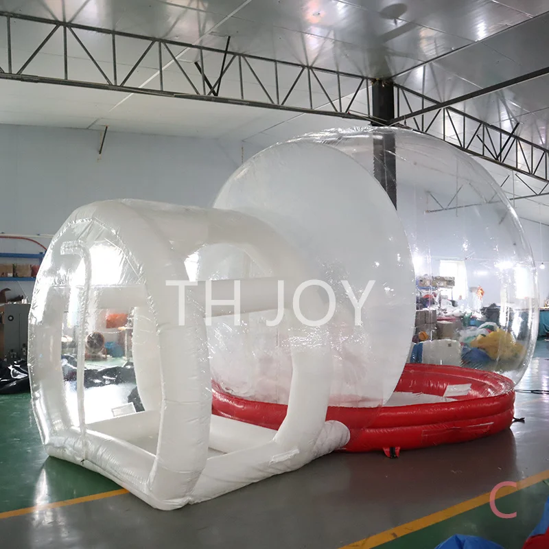 бесплатная воздушная доставка до двери! фотосъемка прозрачной надувной купольной палатки-пузыря, надувной снежный шар длиной 5 м со светом Изображение 4