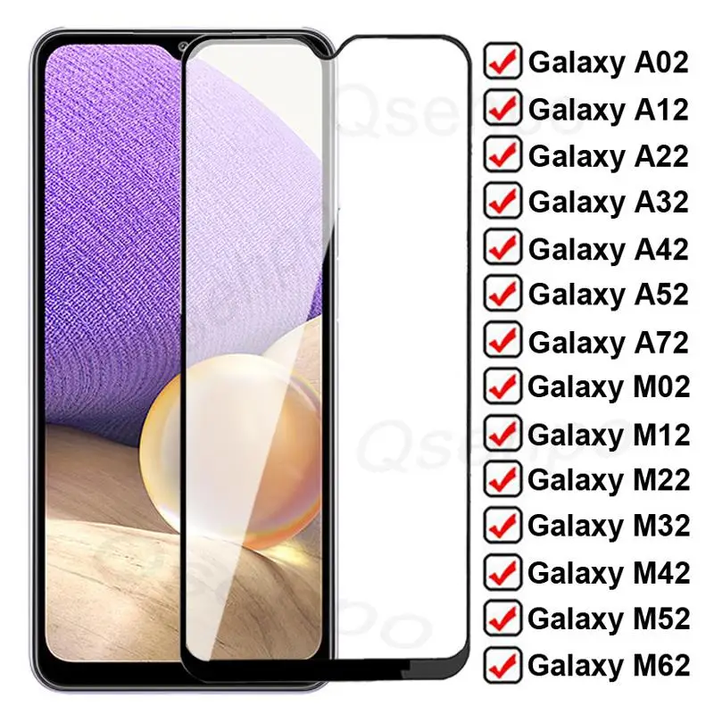 100D Закаленное Стекло с защитой от Разрывов Для Samsung Galaxy A02 A12 A22 A32 A42 A52 A72, Защитная пленка для экрана M02 M12 M22 M32 M42 M52 M62, Стекло Изображение 0