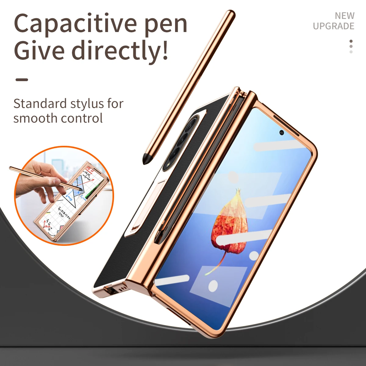 Роскошный Кожаный Чехол-петля с покрытием для Samsung Galaxy Z Fold 4 5G Чехол-слот для ручки с Магнитной подставкой для Samsung Fold4 Case Изображение 1