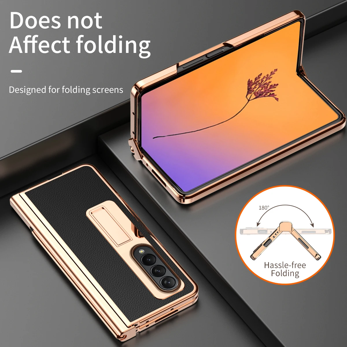 Роскошный Кожаный Чехол-петля с покрытием для Samsung Galaxy Z Fold 4 5G Чехол-слот для ручки с Магнитной подставкой для Samsung Fold4 Case Изображение 5