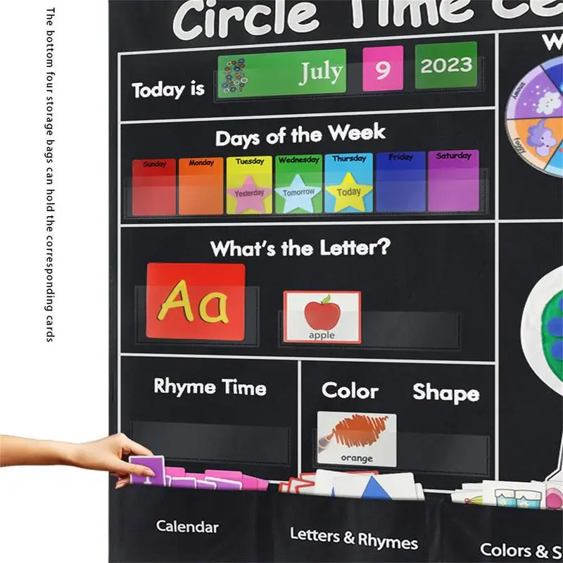 Учебный центр Circle Time, Карманный учебный календарь, сверхмощный детский календарь для подсчета букв, Цвет рифмы Изображение 2