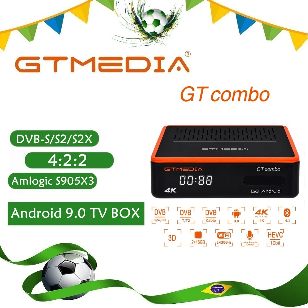 GTMEDIA GTCOMBO Спутниковый ресивер DVB-S2X/T2/C android TV BOX 4K Ultra 4K Двойной WiFi 2,4/5 ГГц Приемник Sat DVB Finder Smart BOX Изображение 0