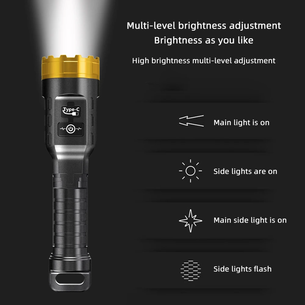 Бытовой портативный мини-фонарик с подсветкой, перезаряжаемый светодиодный многофункциональный маленький фонарик на открытом воздухе Изображение 3