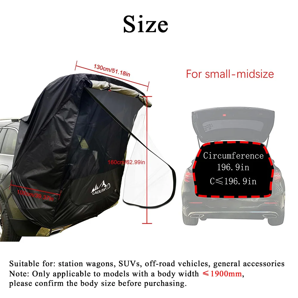 Тент для утолщения багажника автомобиля, Тент для багажника внедорожника малого и среднего размера, Непромокаемая палатка для самостоятельного вождения, принадлежности для барбекю, водонепроницаемый 3000 мм Изображение 5