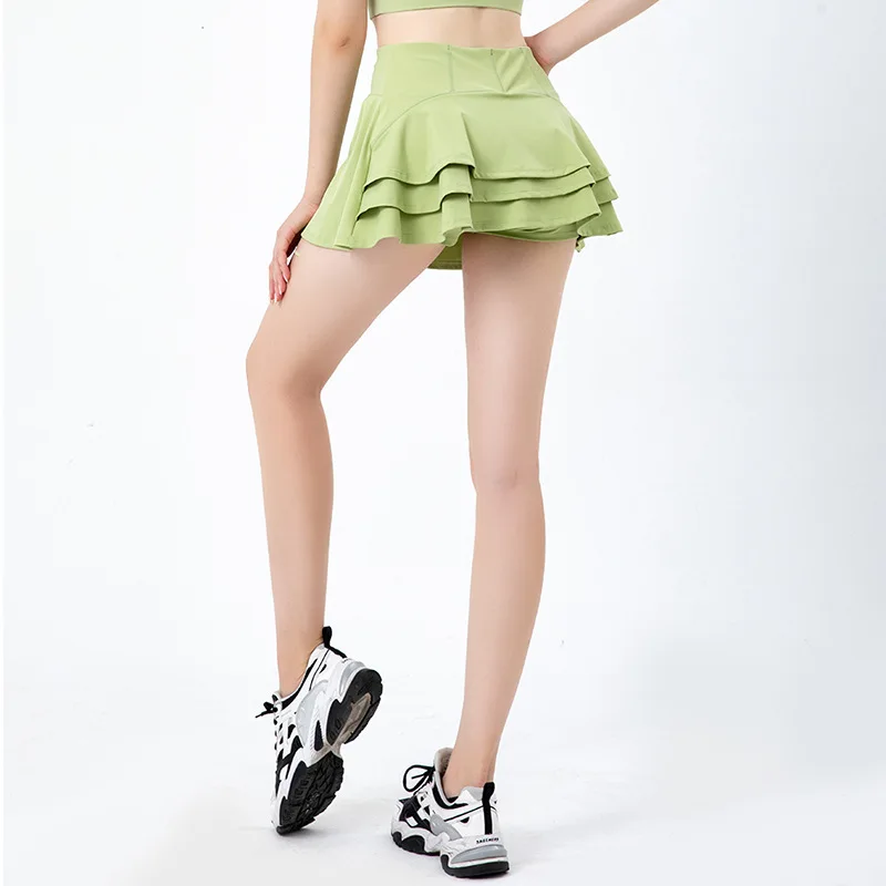 Новая сексуальная спортивная юбка для йоги, Женский тренажерный зал, Уличная плиссированная теннисная юбка для фитнеса, однотонная эластичная юбка для гольфа, мягкая и дышащая Изображение 0
