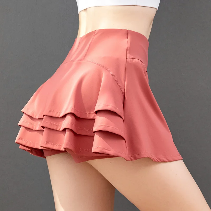 Новая сексуальная спортивная юбка для йоги, Женский тренажерный зал, Уличная плиссированная теннисная юбка для фитнеса, однотонная эластичная юбка для гольфа, мягкая и дышащая Изображение 4