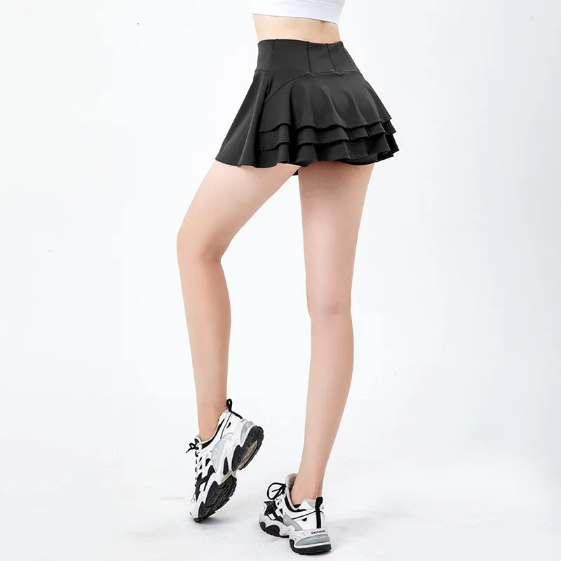 Новая сексуальная спортивная юбка для йоги, Женский тренажерный зал, Уличная плиссированная теннисная юбка для фитнеса, однотонная эластичная юбка для гольфа, мягкая и дышащая Изображение 5
