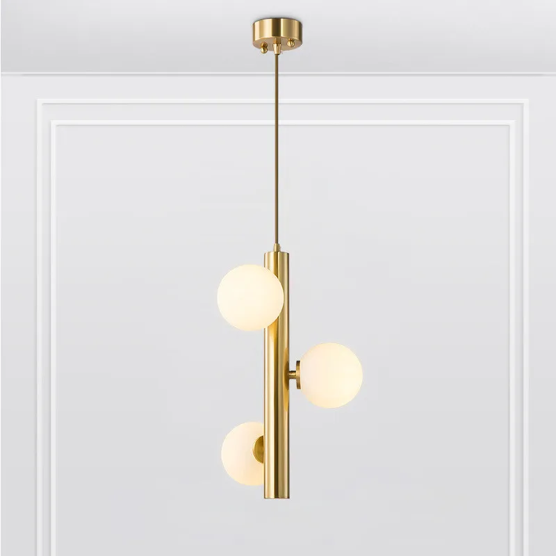 Линейный стеклянный подвесной светильник Nordic gold lamp Creative Magic Bean Матовый блеск металла для гостиной Светодиодный дизайн 3 подвесных светильника Изображение 2