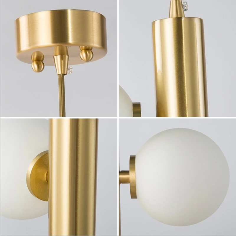Линейный стеклянный подвесной светильник Nordic gold lamp Creative Magic Bean Матовый блеск металла для гостиной Светодиодный дизайн 3 подвесных светильника Изображение 5