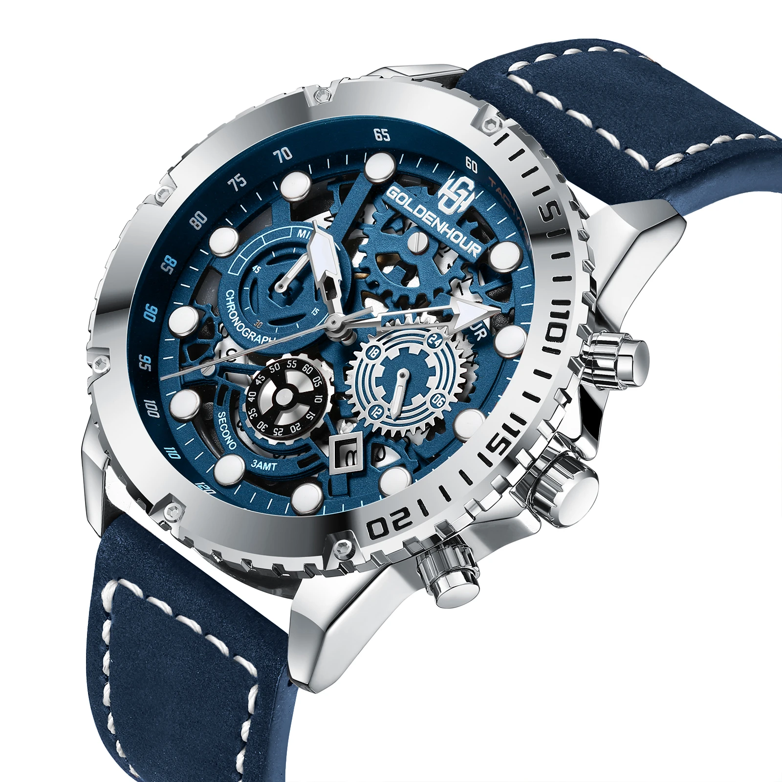 Новые мужские стильные часы Skeleton, кварцевые модные спортивные часы для мужчин, Водонепроницаемые наручные часы 2023 Изображение 0