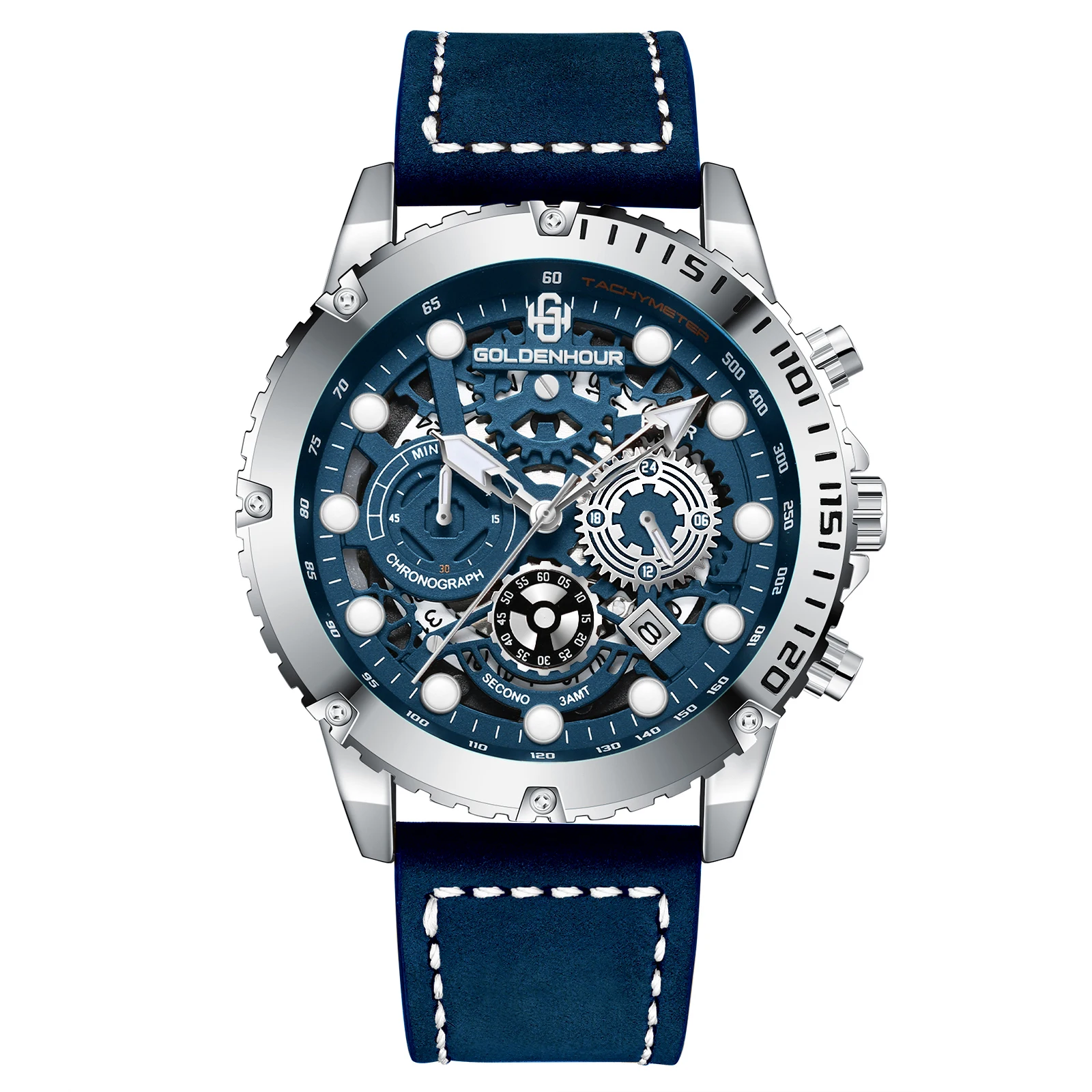 Новые мужские стильные часы Skeleton, кварцевые модные спортивные часы для мужчин, Водонепроницаемые наручные часы 2023 Изображение 1