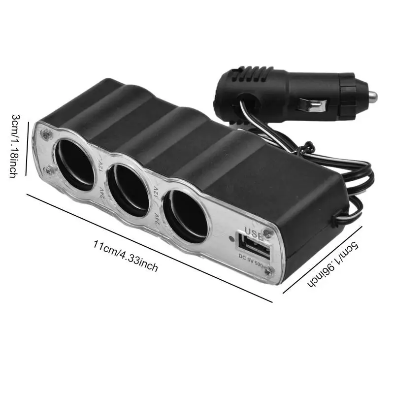 Универсальный, один на три автомобильных прикуривателя, USB зарядное устройство, 3 разъема, удлинитель-разветвитель автомобильного прикуривателя для автомобилей RVS Изображение 4