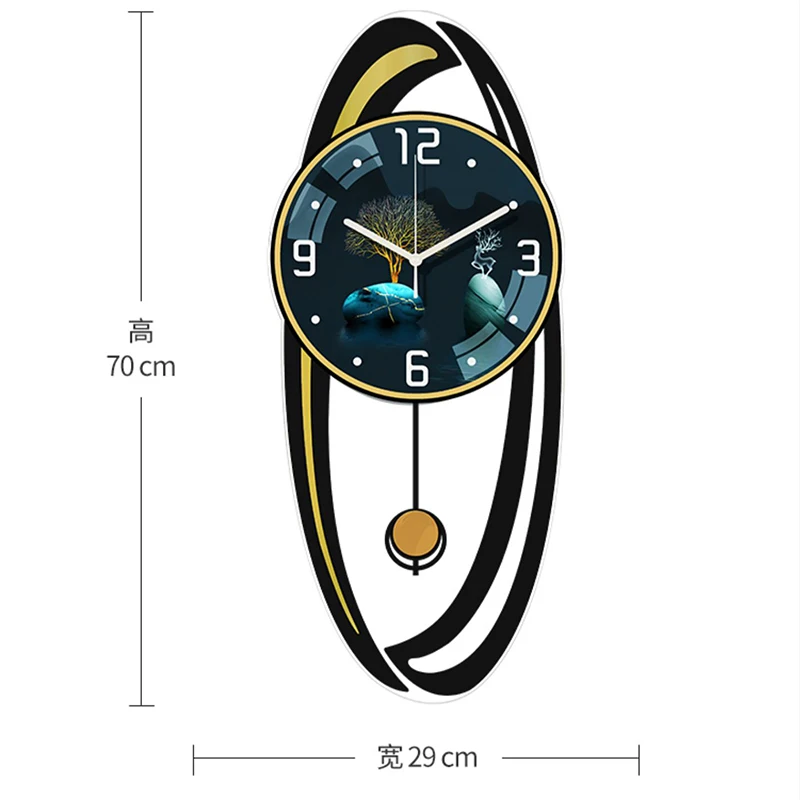Легкие стрелки, Элегантные настенные часы для гостиной, механизм, очень большие цифровые часы, Настенные часы большого размера, часовые росписи Изображение 5