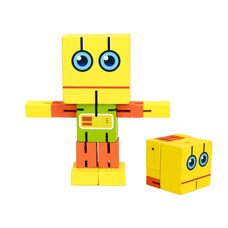 Новый деревянный деформированный робот, детские развивающие игрушки для детей, игра для тренировки рук, Креативное разнообразие деревянных игрушек-роботов, подарки на день рождения Изображение 3