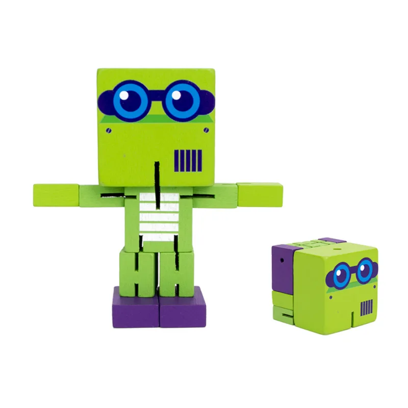 Новый деревянный деформированный робот, детские развивающие игрушки для детей, игра для тренировки рук, Креативное разнообразие деревянных игрушек-роботов, подарки на день рождения Изображение 4