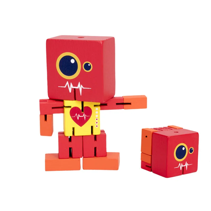 Новый деревянный деформированный робот, детские развивающие игрушки для детей, игра для тренировки рук, Креативное разнообразие деревянных игрушек-роботов, подарки на день рождения Изображение 5