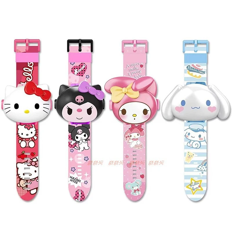 Проекционные часы Hello Kitty Sanrio Аниме Мультфильм Kuromi Cinnamoroll My Melody Игрушечные часы Pompompurin Kawaii Детский подарок Изображение 0