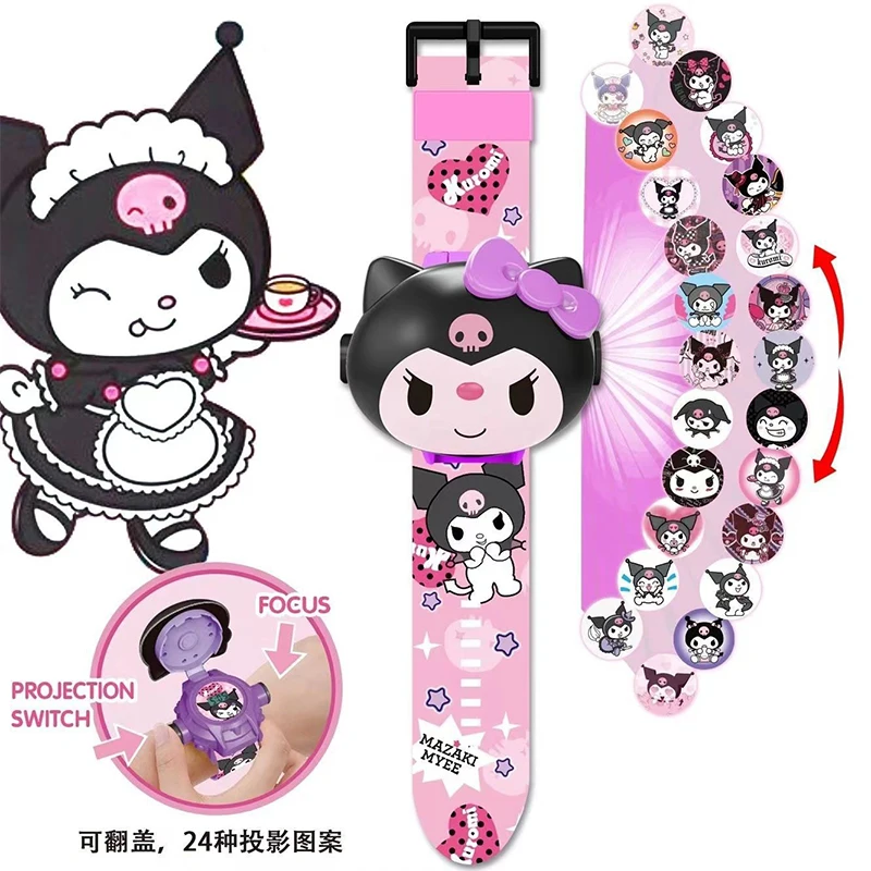 Проекционные часы Hello Kitty Sanrio Аниме Мультфильм Kuromi Cinnamoroll My Melody Игрушечные часы Pompompurin Kawaii Детский подарок Изображение 1