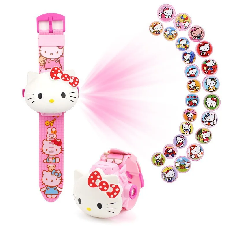 Проекционные часы Hello Kitty Sanrio Аниме Мультфильм Kuromi Cinnamoroll My Melody Игрушечные часы Pompompurin Kawaii Детский подарок Изображение 5
