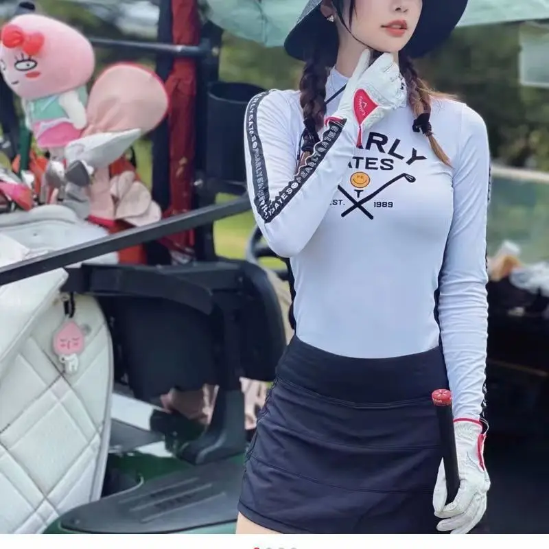 Женская одежда для гольфа, Новая осенняя дышащая облегающая футболка с солнцезащитным кремом и принтом, Женская одежда для гольфа Изображение 3