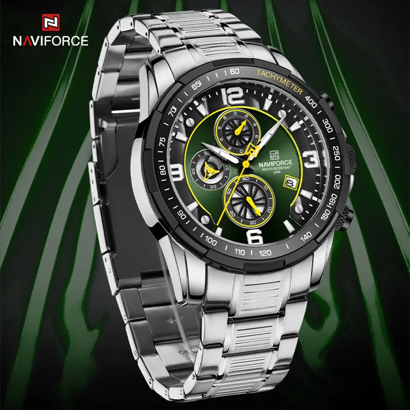 2022 Новые мужские роскошные часы NAVIFORCE с хронографом, Водонепроницаемые спортивные кварцевые наручные часы Relogio Masculino с автоматической датой Изображение 0