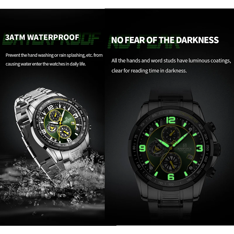 2022 Новые мужские роскошные часы NAVIFORCE с хронографом, Водонепроницаемые спортивные кварцевые наручные часы Relogio Masculino с автоматической датой Изображение 3